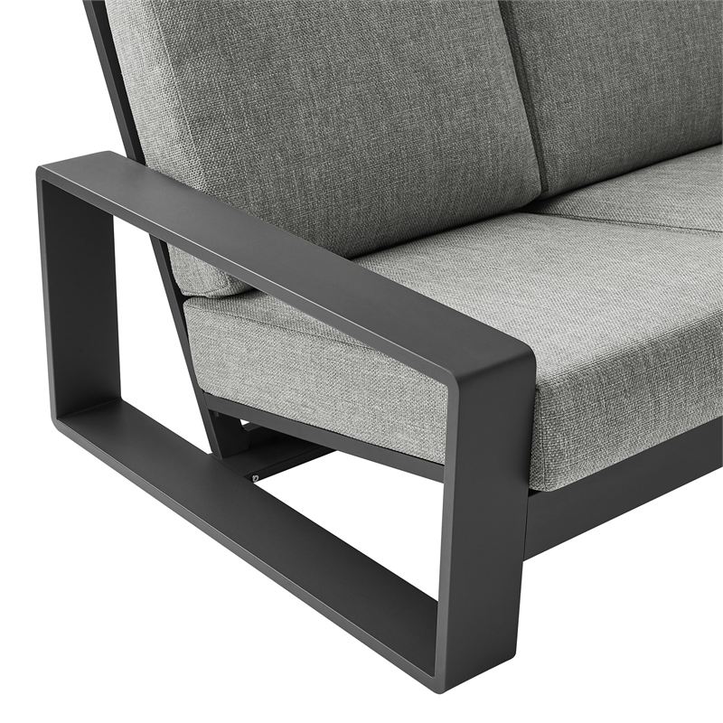 Lirienne Outdoor Patio Aluminum Sofa in Light Gray Gray