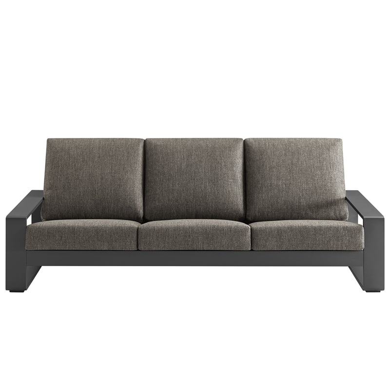 Lirienne Outdoor Patio Aluminum Sofa in Smoke Gray