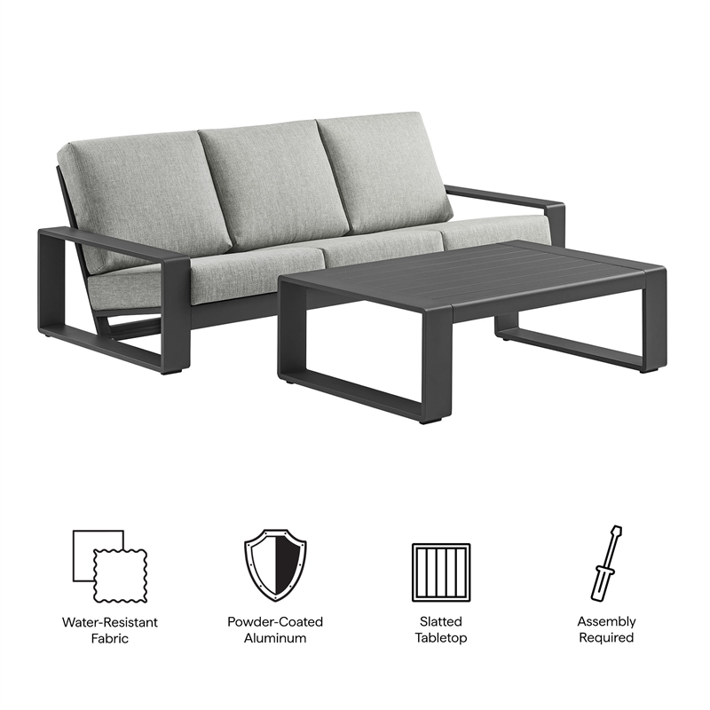 Lirienne 2-Piece Outdoor Patio Aluminum Furniture Set in Light Gray