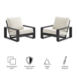Lirienne Outdoor Patio Aluminum Faux Wood Armchairs Set of 2 in Cream