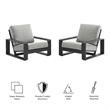 Lirienne Outdoor Patio Aluminum Faux Wood Armchairs Set of 2 in Light Gray