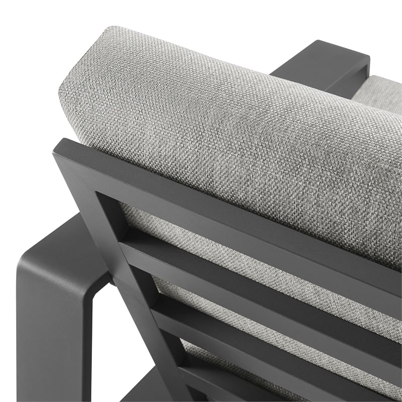 Lirienne Outdoor Patio Aluminum Faux Wood Armchairs Set of 2 in Light Gray