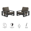 Lirienne Outdoor Patio Aluminum Faux Wood Armchairs Set of 2 in Smoke