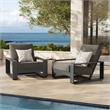 Lirienne Outdoor Patio Aluminum Faux Wood Armchairs Set of 2 in Smoke