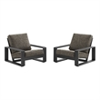 Lirienne Outdoor Patio Aluminum Faux Wood Armchairs Set of 2 in Smoke