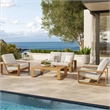 Modway Lirienne 4-Piece Patio Aluminum Faux Wood Furniture Set in Ivory Natural
