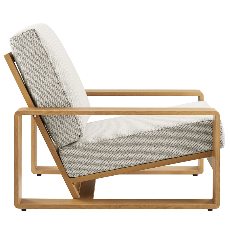 Modway Lirienne 4-Piece Patio Aluminum Faux Wood Furniture Set in Ivory Natural