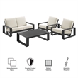 Modway Lirienne 4-Piece Outdoor Patio Aluminum Furniture Set in Cream Gray
