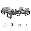 Modway Lirienne 4-Piece Outdoor Patio Aluminum Furniture Set in Light Gray