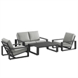 Modway Lirienne 4-Piece Outdoor Patio Aluminum Furniture Set in Light Gray