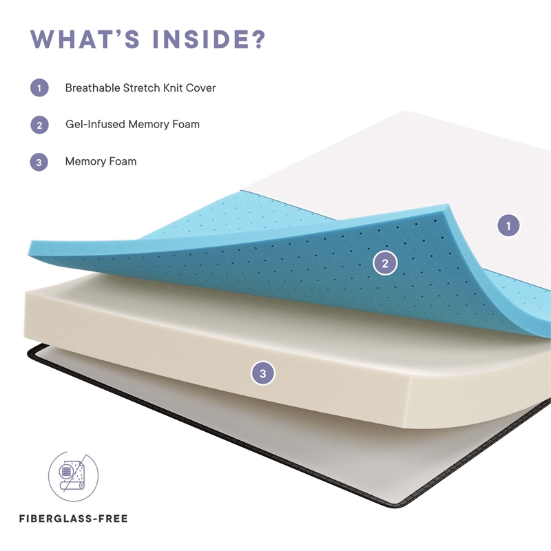 Modway 8 Inch Cooling Gel-Infused Ventilated Memory Foam Twin XL Mattress