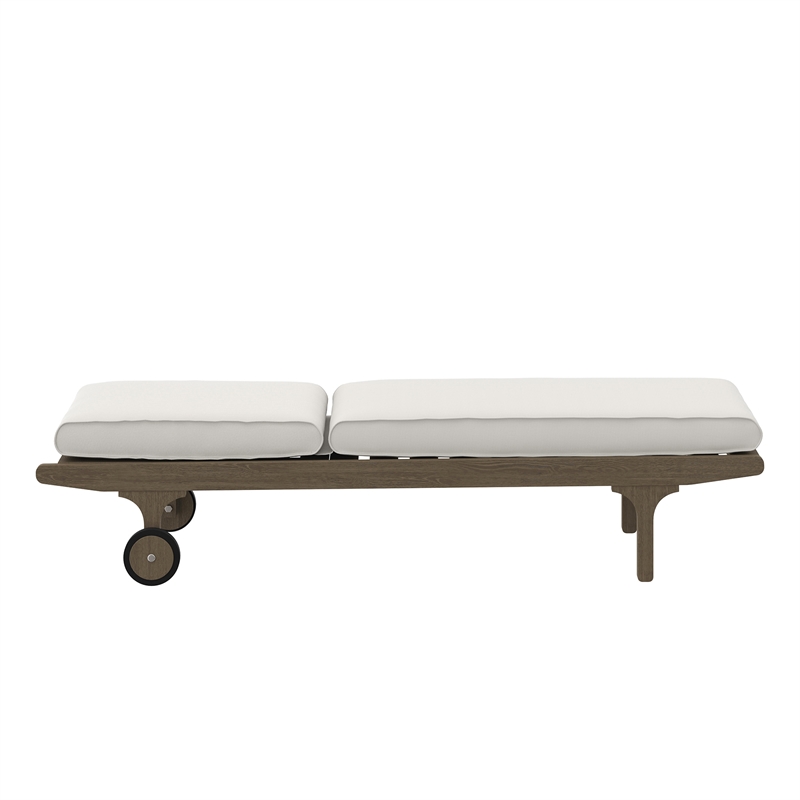 Saratoga Outdoor Patio Teak Chaise Lounge Chair in Weathered Gray White