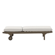 Saratoga Outdoor Patio Teak Chaise Lounge Chair in Weathered Gray White