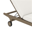 Saratoga Outdoor Patio Teak Chaise Lounge Chair in Weathered Gray White