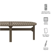 Saratoga Oval Outdoor Patio Teak Wood Coffee Table in Weathered Gray