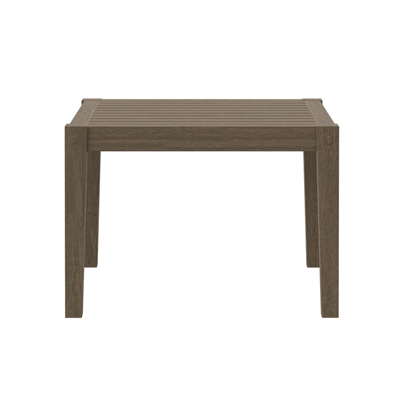 Northlake Square Outdoor Patio Teak Side Table in Weathered Gray