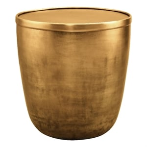 Viora Metal Storage Side Table in Burnished Brass
