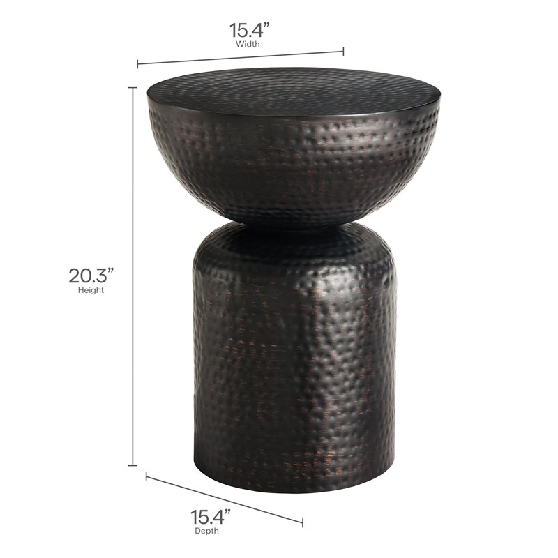 Mella Metal Hammered Side Table in Black