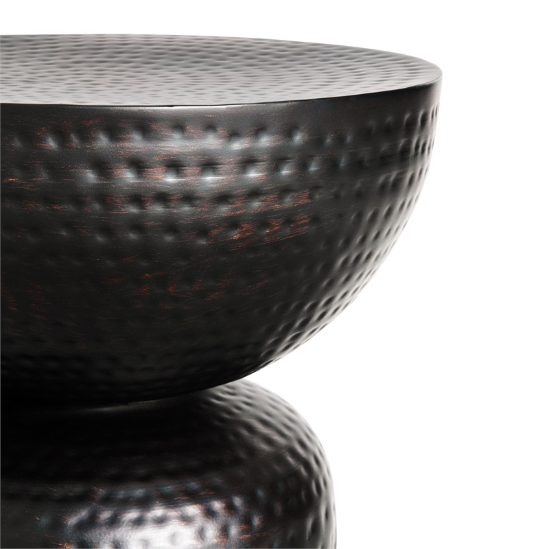 Mella Metal Hammered Side Table in Black