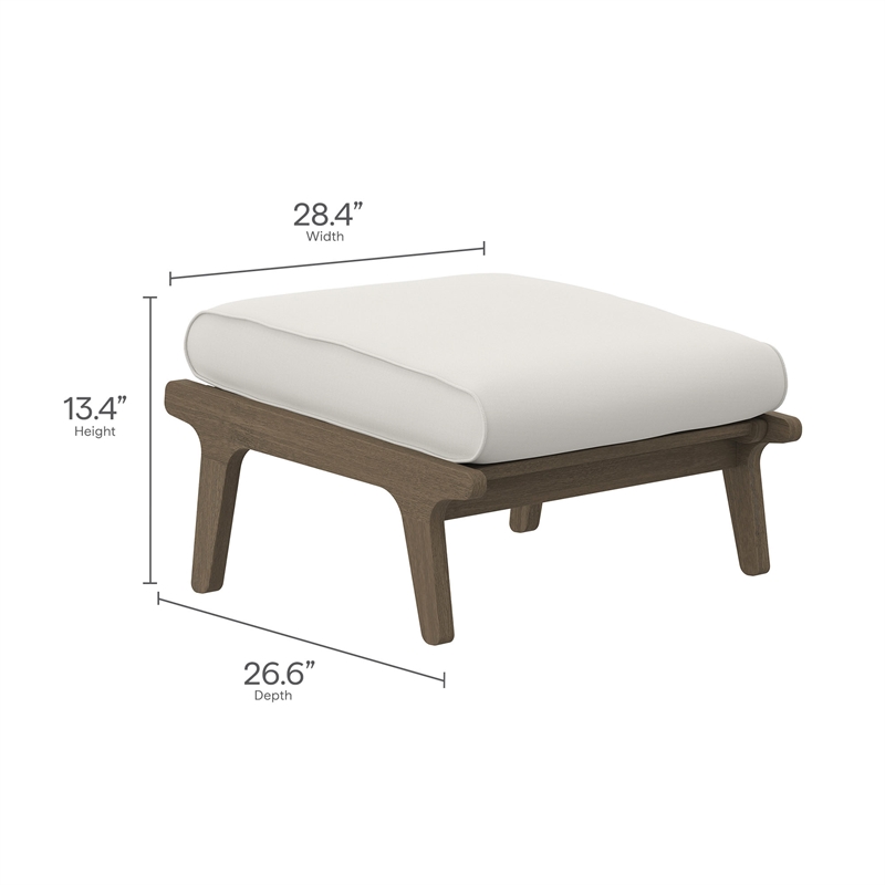 Saratoga Outdoor Patio Teak Wood Chair and Ottoman Set in Weathered Gray White