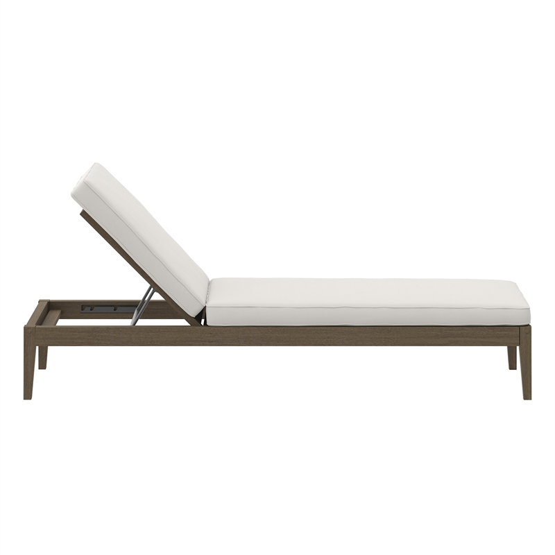 Northlake Outdoor Patio Teak Chaise Lounge in Weathered Gray White