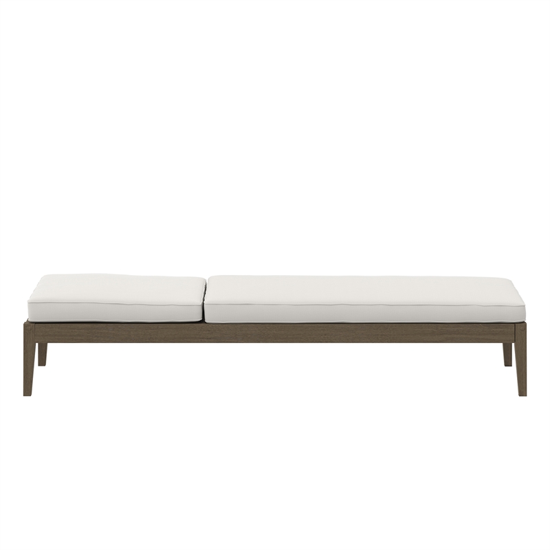Northlake Outdoor Patio Teak Chaise Lounge in Weathered Gray White