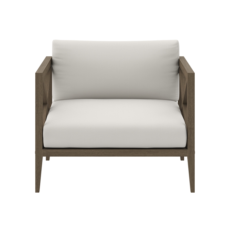 Northlake Outdoor Patio Teak Armchair in Weathered Gray White