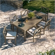 Modway Northlake 7-Piece Outdoor Patio Teak Wood Dining Set in Weathered Gray White