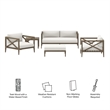Modway Northlake 5-Piece Outdoor Patio Teak Wood Furniture Set in Weathered Gray White