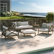 Modway Northlake 5-Piece Outdoor Patio Teak Wood Furniture Set in Weathered Gray White