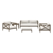 Modway Northlake 5-Piece Outdoor Patio Teak Wood Furniture Set in Weathered Gray White