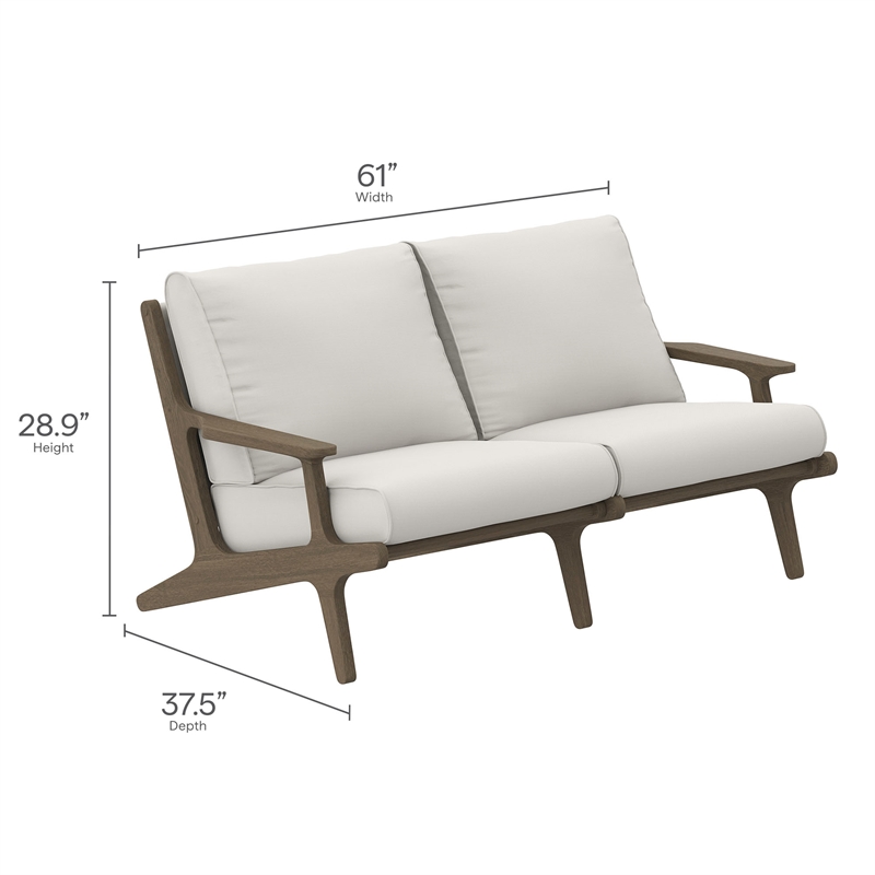 Modway Saratoga 4-Piece Outdoor Patio Teak Wood Furniture Set in Weathered Gray White