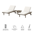 Saratoga Outdoor Patio Teak Wood 3-Piece Chaise Lounge Furniture Set in Weathered Gray White