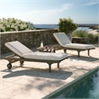 Saratoga Outdoor Patio Teak Wood 3-Piece Chaise Lounge Furniture Set in Weathered Gray White