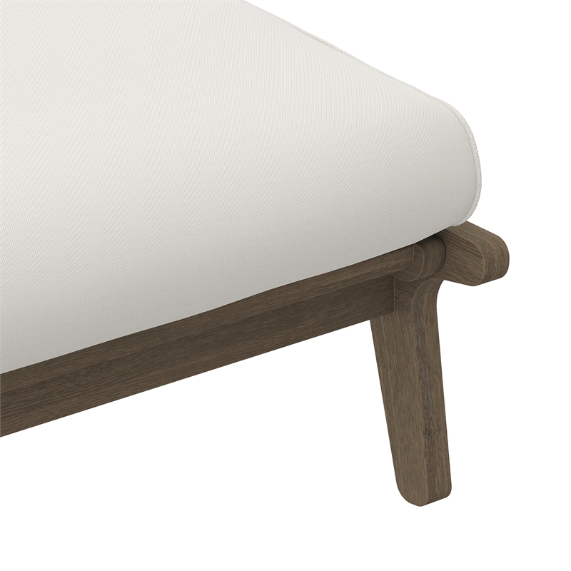 Saratoga Outdoor Patio Teak Ottoman in Weathered Gray White