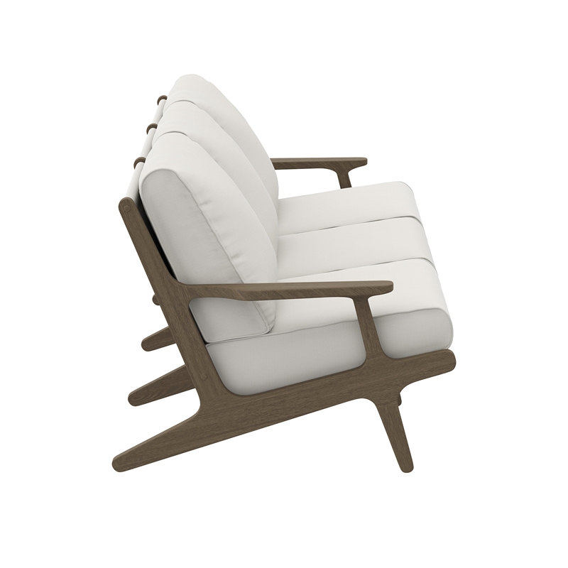 Modway Saratoga Outdoor Patio Teak Sofa in Weathered Gray White
