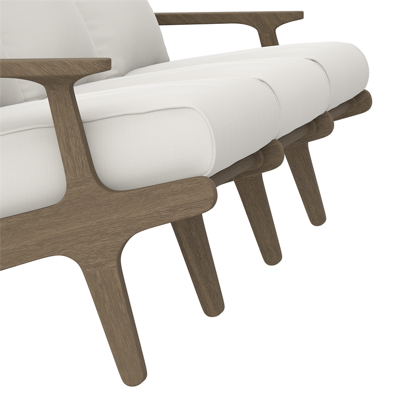 Modway Saratoga Outdoor Patio Teak Sofa in Weathered Gray White