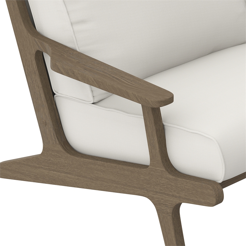 Saratoga Outdoor Patio Teak Wood Armchair in Weathered Gray White