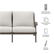 Saratoga Outdoor Patio Teak Wood Loveseat in Weathered Gray White