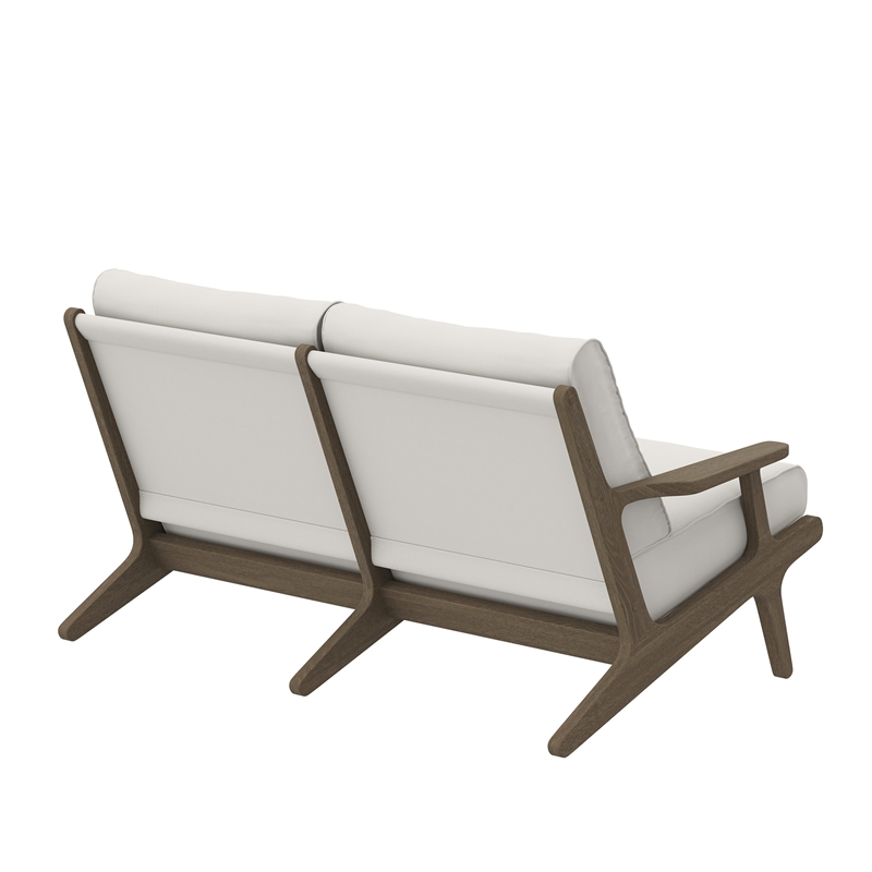 Saratoga Outdoor Patio Teak Wood Loveseat in Weathered Gray White