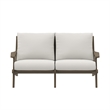 Saratoga Outdoor Patio Teak Wood Loveseat in Weathered Gray White