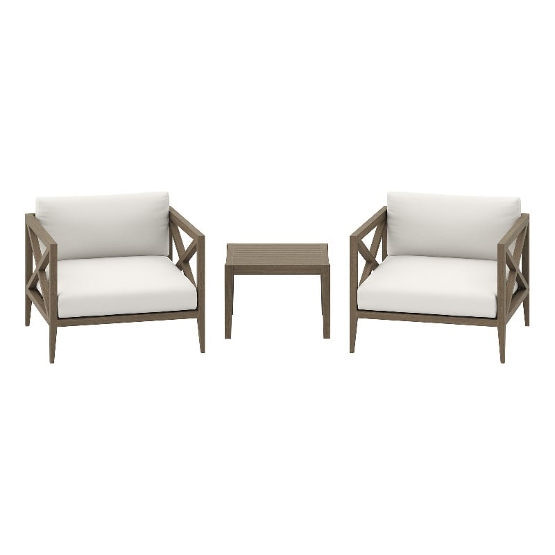 Northlake 3-Piece Patio Teak Wood Furniture Set with Armchair and Side Table