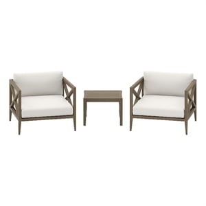 Northlake 3-Piece Patio Teak Wood Furniture Set with Armchair and Side Table