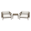 Northlake 3-Piece Patio Teak Wood Furniture Set with Armchair and Side Table