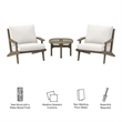 Modway Saratoga 3-PC Patio Teak Wood Furniture Set with Lounge Chairs/Side Table