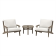 Modway Saratoga 3-PC Patio Teak Wood Furniture Set with Lounge Chairs/Side Table