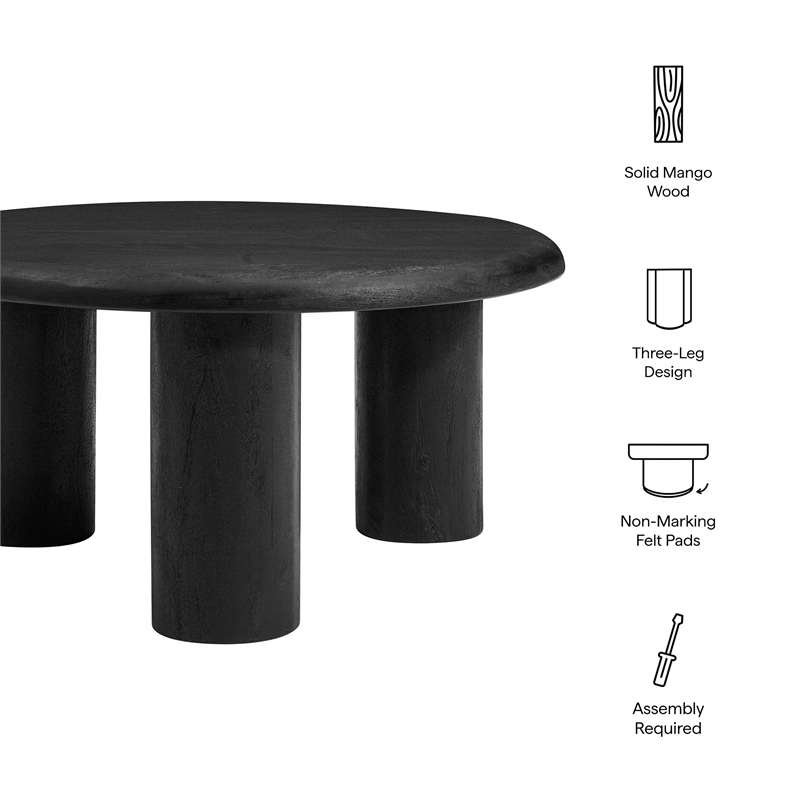 Mavina Round Mango Wood Coffee Table in Black