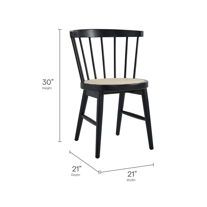 Lykke Curved Spindle Back Dining Chairs Set of 2 in Black