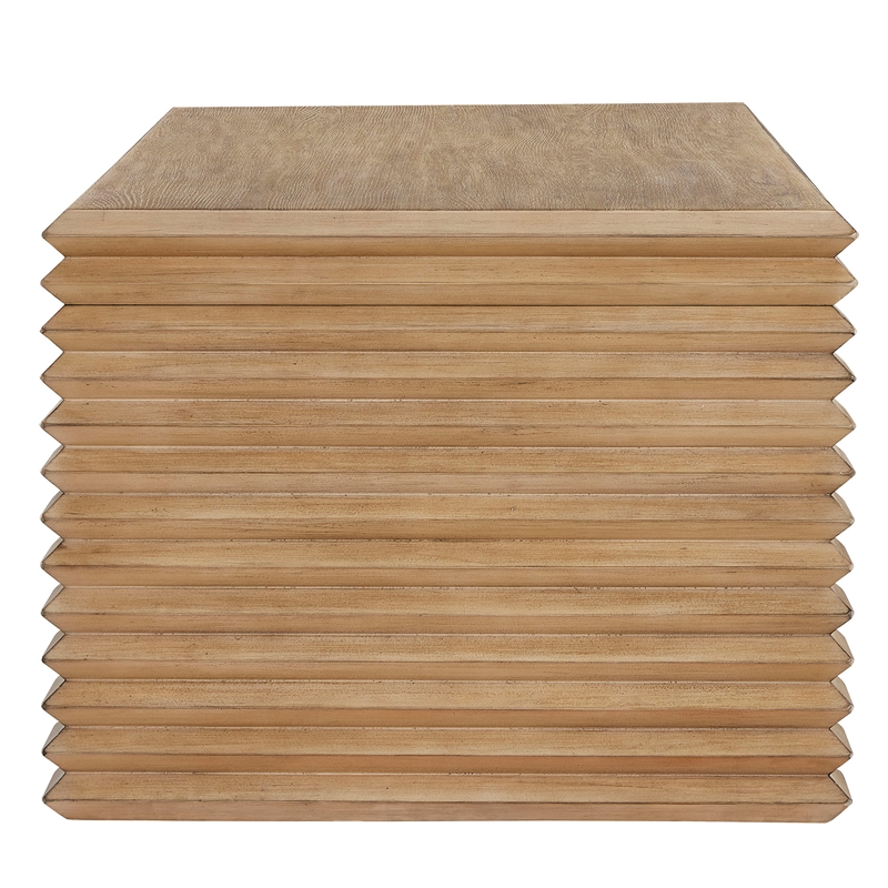Canto Rectangular Stacked Design Coffee Table in Weathered Oak