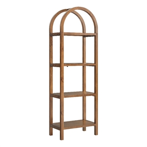 Vexley 72 Inch Tall Narrow Arched Bookshelf in Walnut